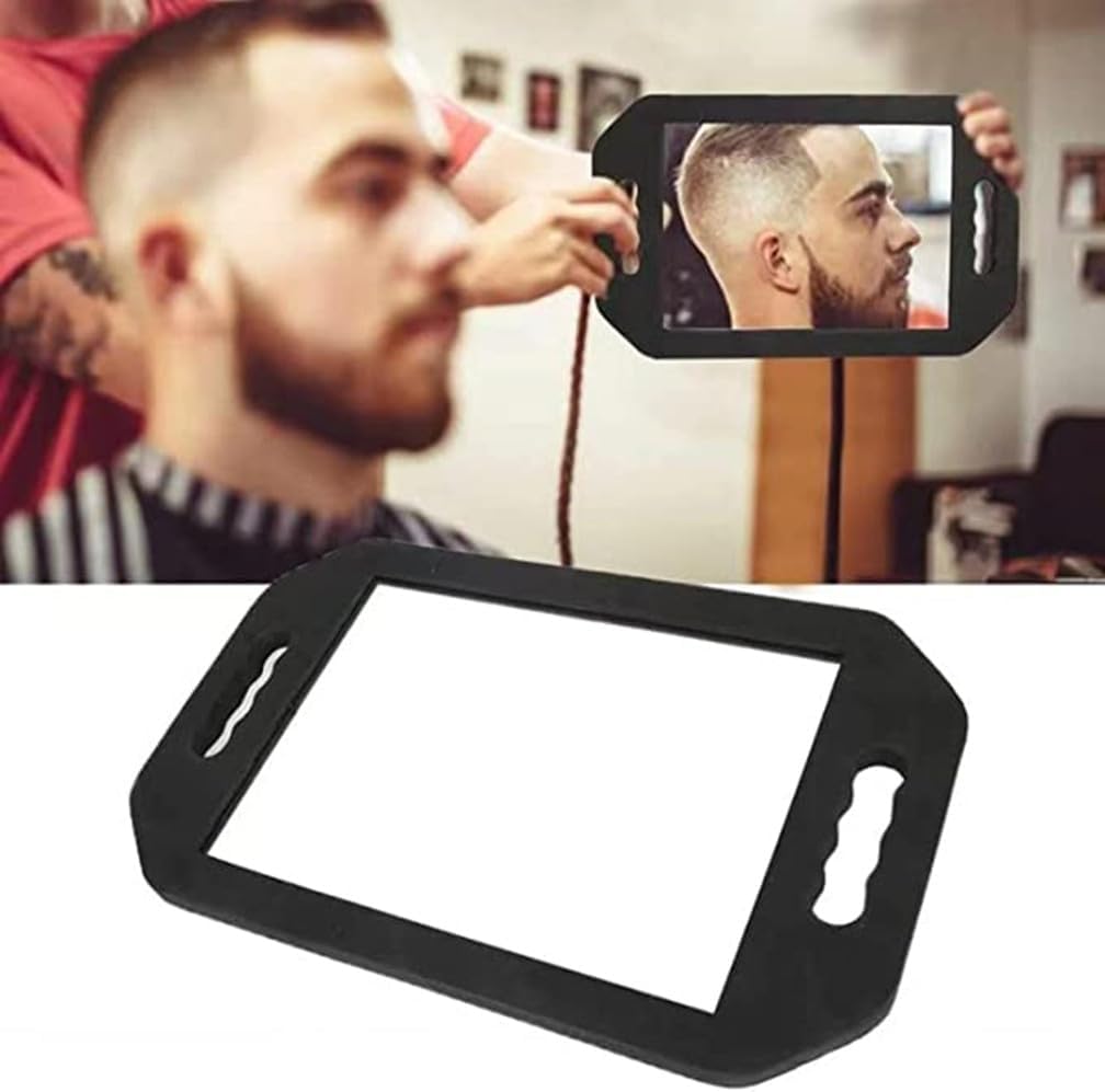 Double Handle Mirror - Large Hand Held Mirror(16.14" x 9.84") Barber Mirrors Handheld,Salon Hand Mirrors with Handle,Barbershop Hair Salon Equipment Hairstylist and Barber Accessories