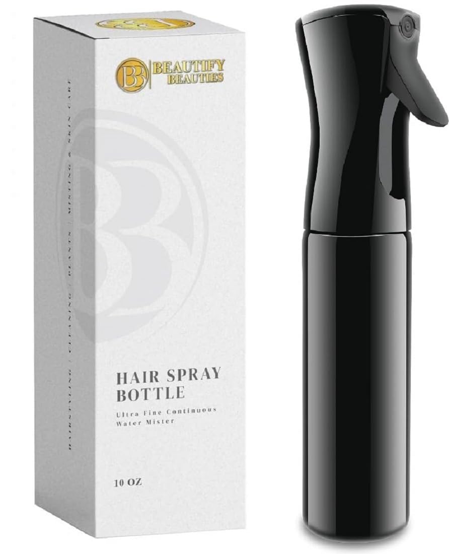 BeautifyBeauties Spray Bottle For Hair – Continuous Mister Spray Bottle for Hairstyling, Cleaning, Plants, Pets, Barbers, Salons, Essential Oil Scents (10.1 Ounce)