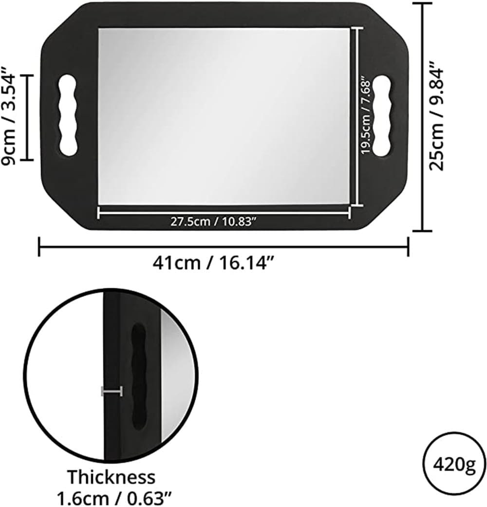 Double Handle Mirror - Large Hand Held Mirror(16.14" x 9.84") Barber Mirrors Handheld,Salon Hand Mirrors with Handle,Barbershop Hair Salon Equipment Hairstylist and Barber Accessories