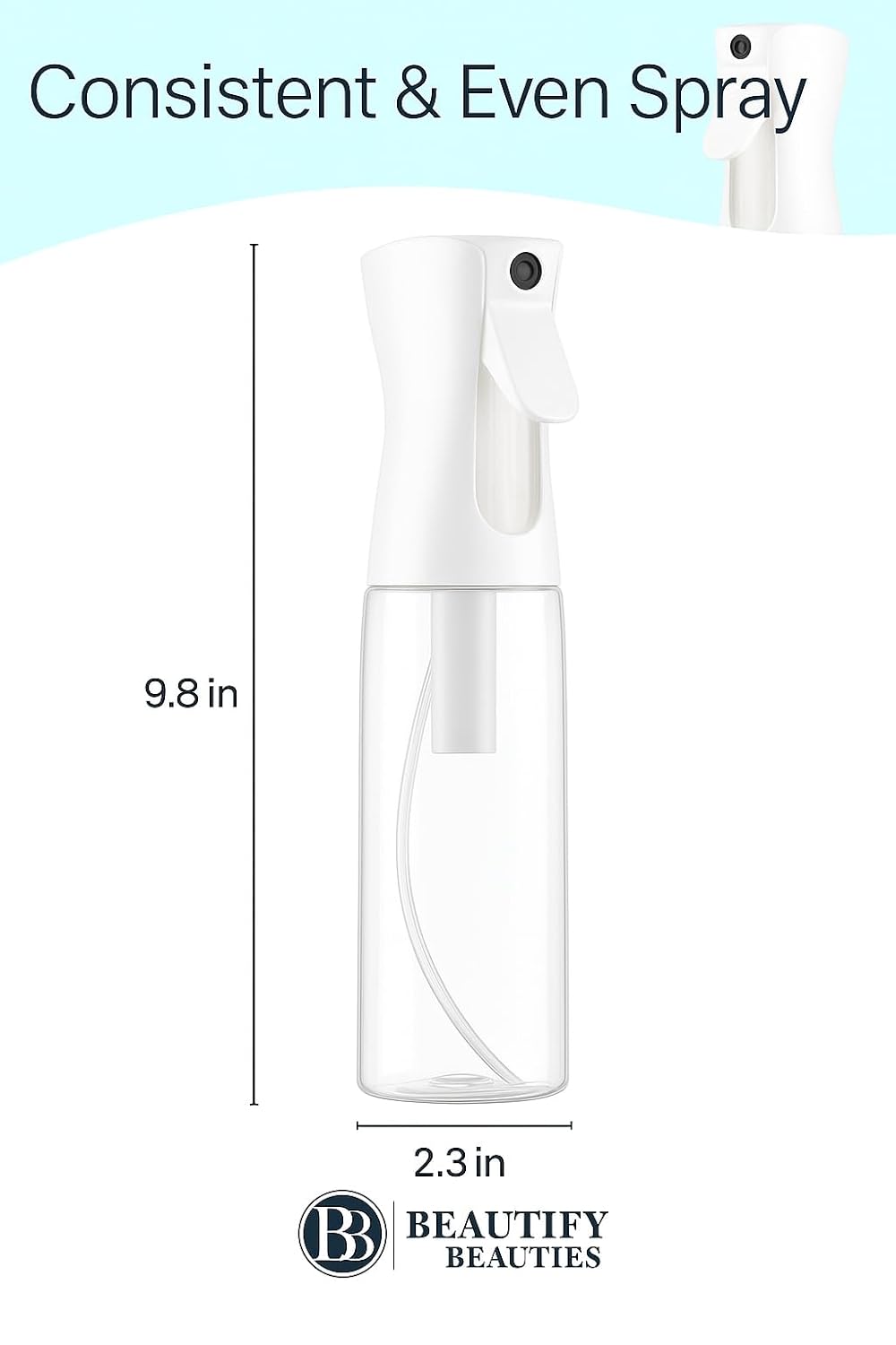 BeautifyBeauties Spray Bottle For Hair – Continuous Mister Spray Bottle for Hairstyling, Cleaning, Plants, Pets, Barbers, Salons, Essential Oil Scents (10.1 Ounce)