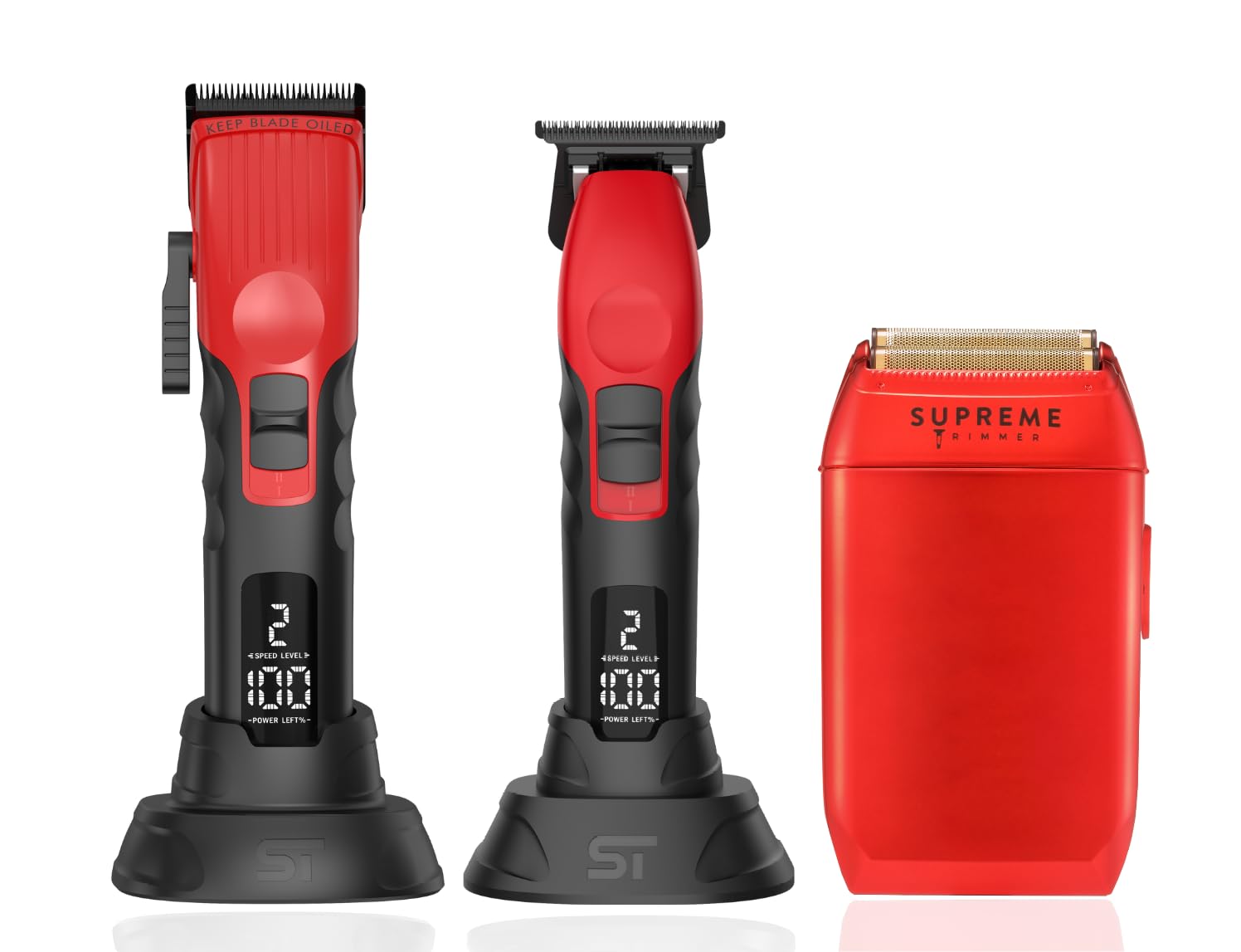 Supreme Trimmer 3-in-1 Barber Bundle | 2Spee Clipper, 2Spee Trimmer & Crunch Foil Shaver | Professional Beard Trimmer Men’s Hair Clipper Kit | (Black)