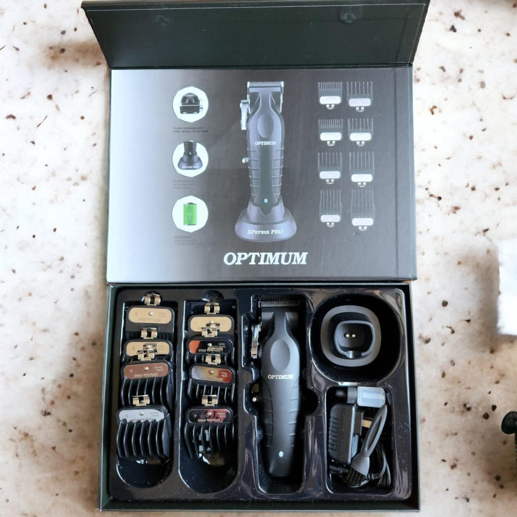 PRO Optimum Professional Hair Clipper for Mens, Barbers Cordless Hair Clipper, Floating Lever Ergonomic Quiet, 6 Hrs Run Time New Technology Metallurgy Static Carbon Steel Taper Blade