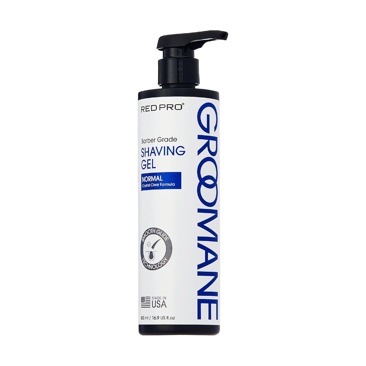 RED Pro GROOMANE Barber-Grade Shaving Gel for Men, Non-Foaming Clear Aloe Vera Shave Gel, Smooth Razor Glide, Precision Line-Ups, Anti-Irritation, Normal & Sensitive Skin (16.9 Fl.oz, Normal)