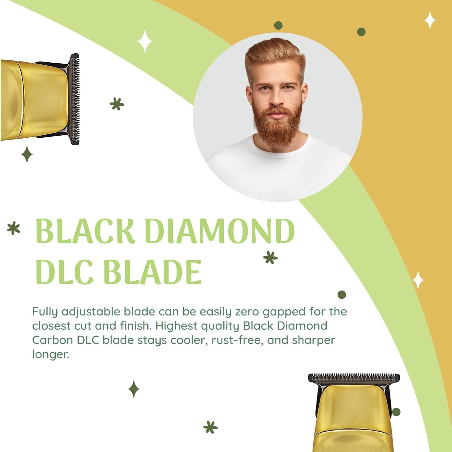 Turbo Power Forma Trimmer, Magnetic Motor Technology, Easier Cleaning, Charging Stand, Quietest Performance, Adjustable Black Diamond DLC Blade, Gold