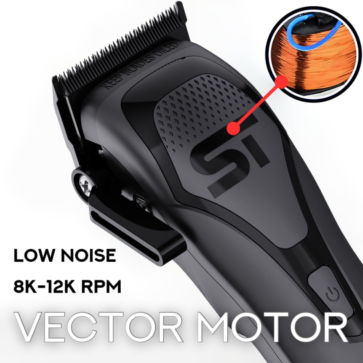 Supreme Trimmer Darkstar 72 Clipper with Magnetic Vector Motor | 180 Min Run Time, 9000 RPM Barber Hair Clipper | Low Noise, Professional Clipper DLC Blades | STC72
