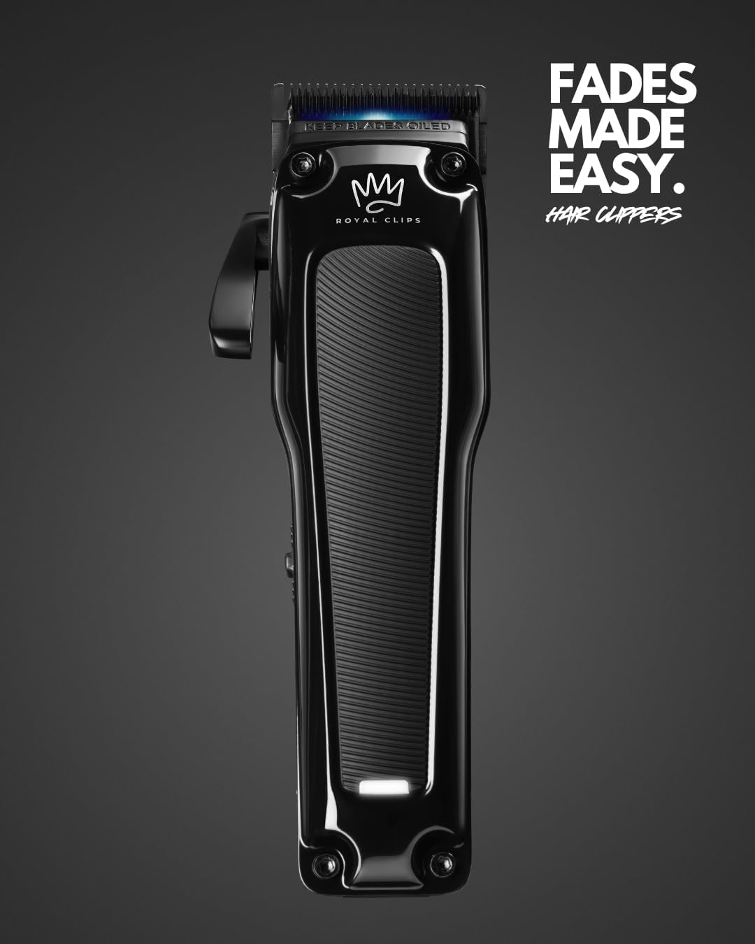 Royal Clips - Fade Kit 2.0 Clippers - 7000rpm Professional Hair Clippers for Men - Detachable DLC Fade Blade - Cordless & Rechargeable - Barber and Home Use - Anti-Slip Grips (Black)