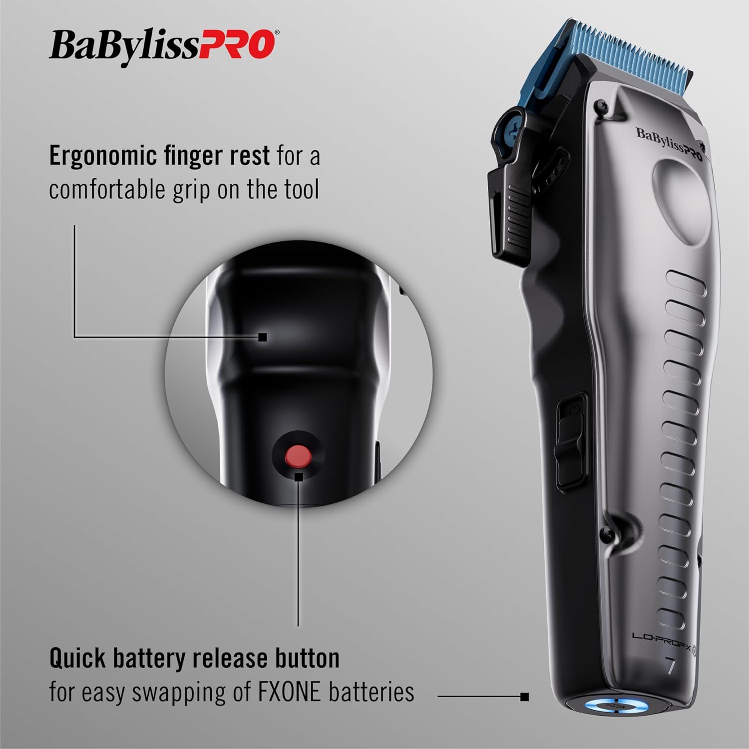 BaBylissPRO FXONE LO-PROFX Professional Cordless Clippers for Men with Interchangeable Battery