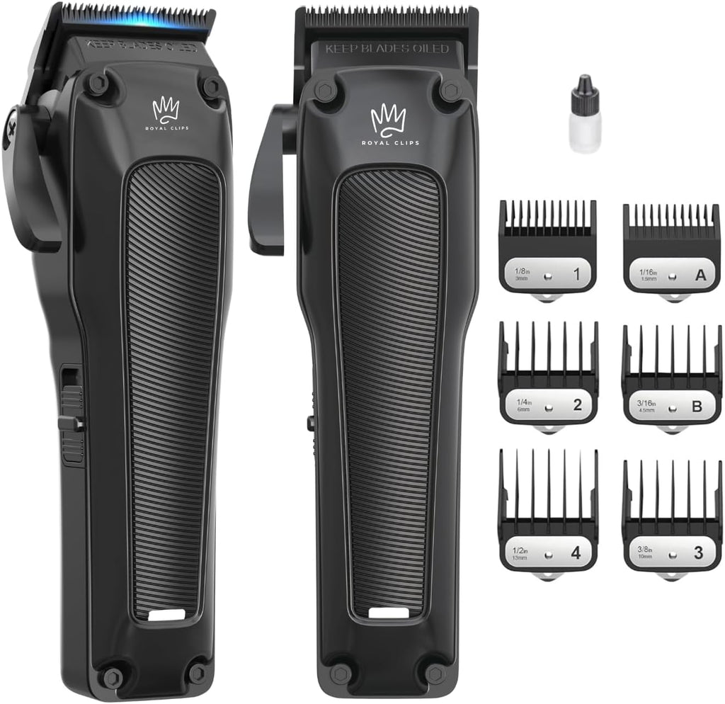 Royal Clips - Fade Kit 2.0 Clippers - 7000rpm Professional Hair Clippers for Men - Detachable DLC Fade Blade - Cordless & Rechargeable - Barber and Home Use - Anti-Slip Grips (Black)