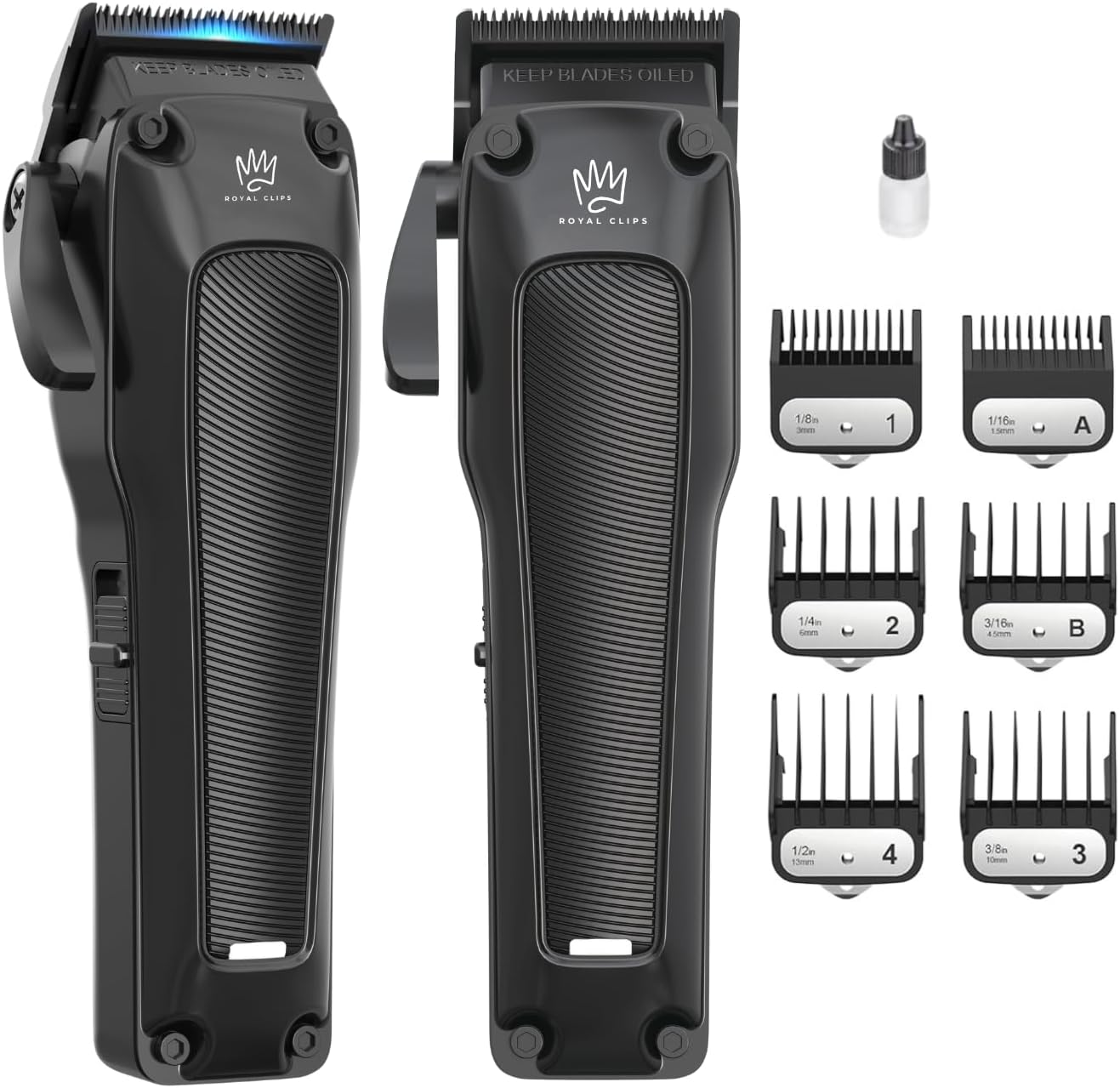 Royal Clips - Fade Kit 2.0 Clippers - 7000rpm Professional Hair Clippers for Men - Detachable DLC Fade Blade - Cordless & Rechargeable - Barber and Home Use - Anti-Slip Grips (Black)