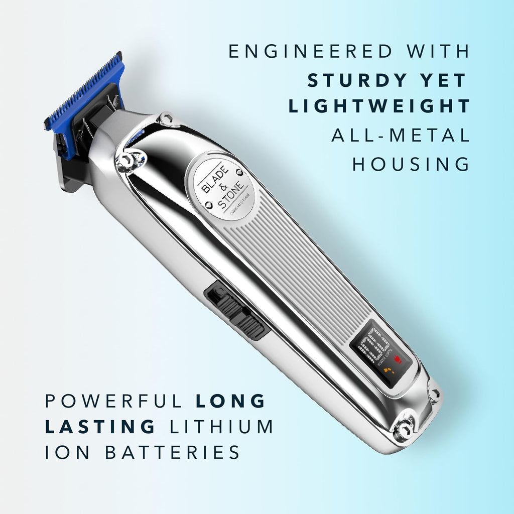 Blade & Stone Professional Hair Trimmer for Men PT301 | Diamond-S Blade | Micro-Gap Tech | 7200 RPM Durable Motor, All-Metal, Cordless Hair Trimmer - The Aviator