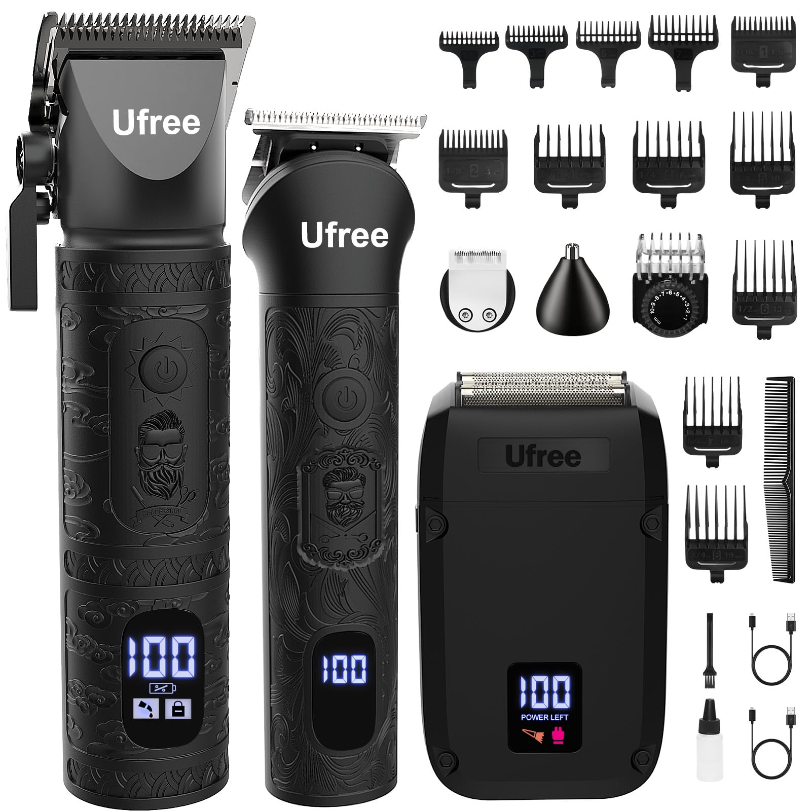 Ufree Beard Trimmer, Hair Clippers Mens Shaver Electric Razor, Hair Trimmer for Men Cordless Barber Clippers and Trimmers Set, Hair Cutting Kit for Men Grooming Gifts