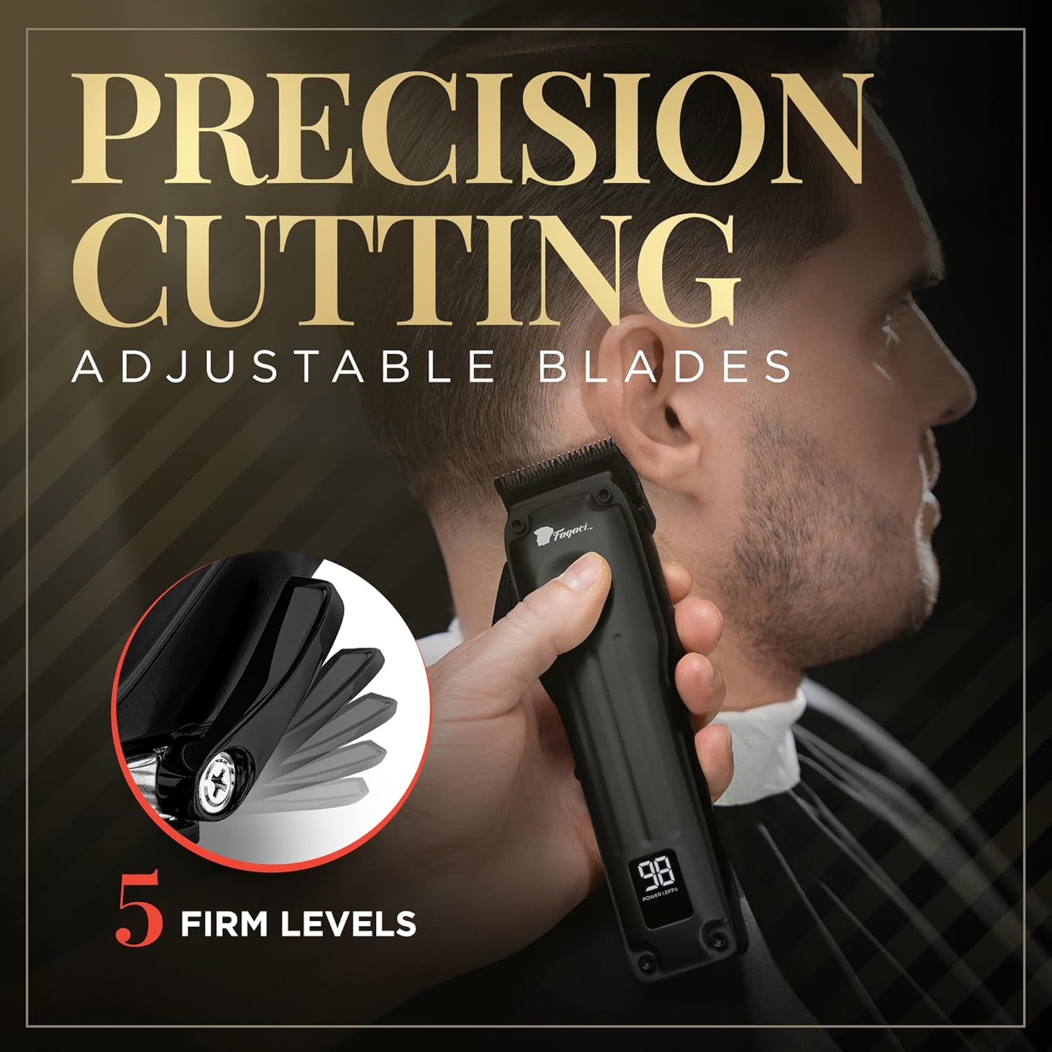 Fagaci Professional Hair Clippers for Men with Superior Precision, 5X Longer Sharpness Professional Barber Clippers Cordless with 2 Blades Fade & Taper, Brushless Motor Mens Hair Clipper Cordless Set