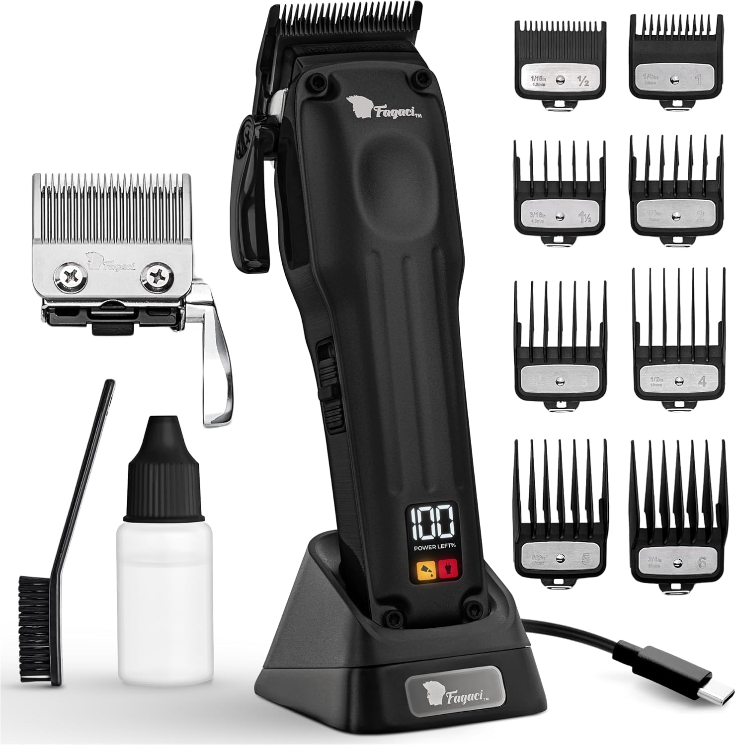 Fagaci Professional Hair Clippers for Men with Superior Precision, 5X Longer Sharpness Professional Barber Clippers Cordless with 2 Blades Fade & Taper, Brushless Motor Mens Hair Clipper Cordless Set