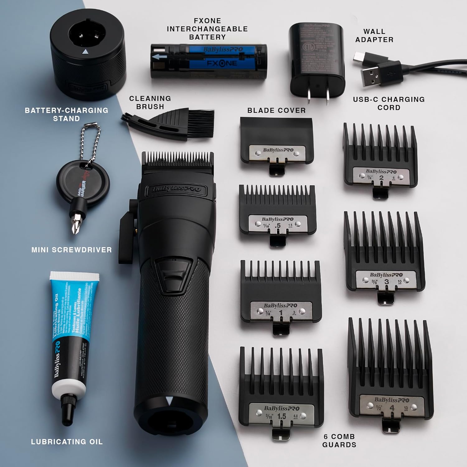 BaBylissPRO FXONE Professional Cordless Clipper - Beard Trimmer for Men, Professional Stylist & Barber Clippers, USB-C Cordless Hair Clippers for Men with Interchangeable Battery