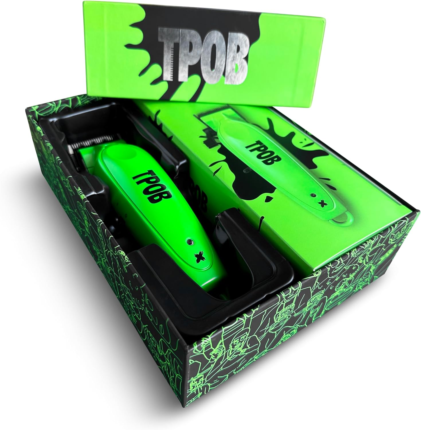 TPOB X Digital Brushless 6800rpm Metal Professional Hair Clippers for Men, XO Combination Fade/Taper Blade Cordless Rechargeable Clippers (X Clipper Green)