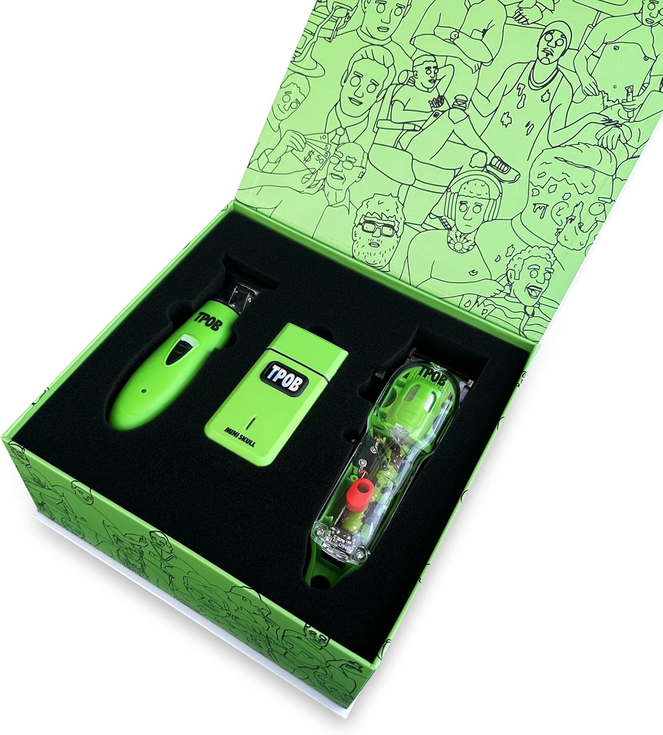 TPOB Slime 2 Barber Hair Clippers Trimmer Shaver Set for Men with Matte Green Case and X Fade Blade