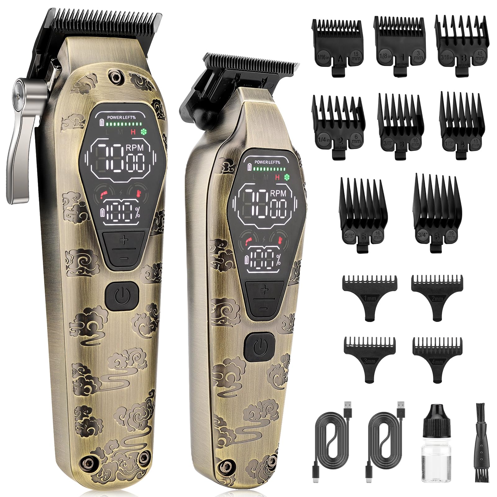 Hair Clippers for Man T-Blade Trimmer Nose Hair Trimmer Electric Shaver Set, Professional Metal Body Barber Clippers Set for Haircut, Men’s Grooming Kit with LCD Display, Ideal Gift for Him