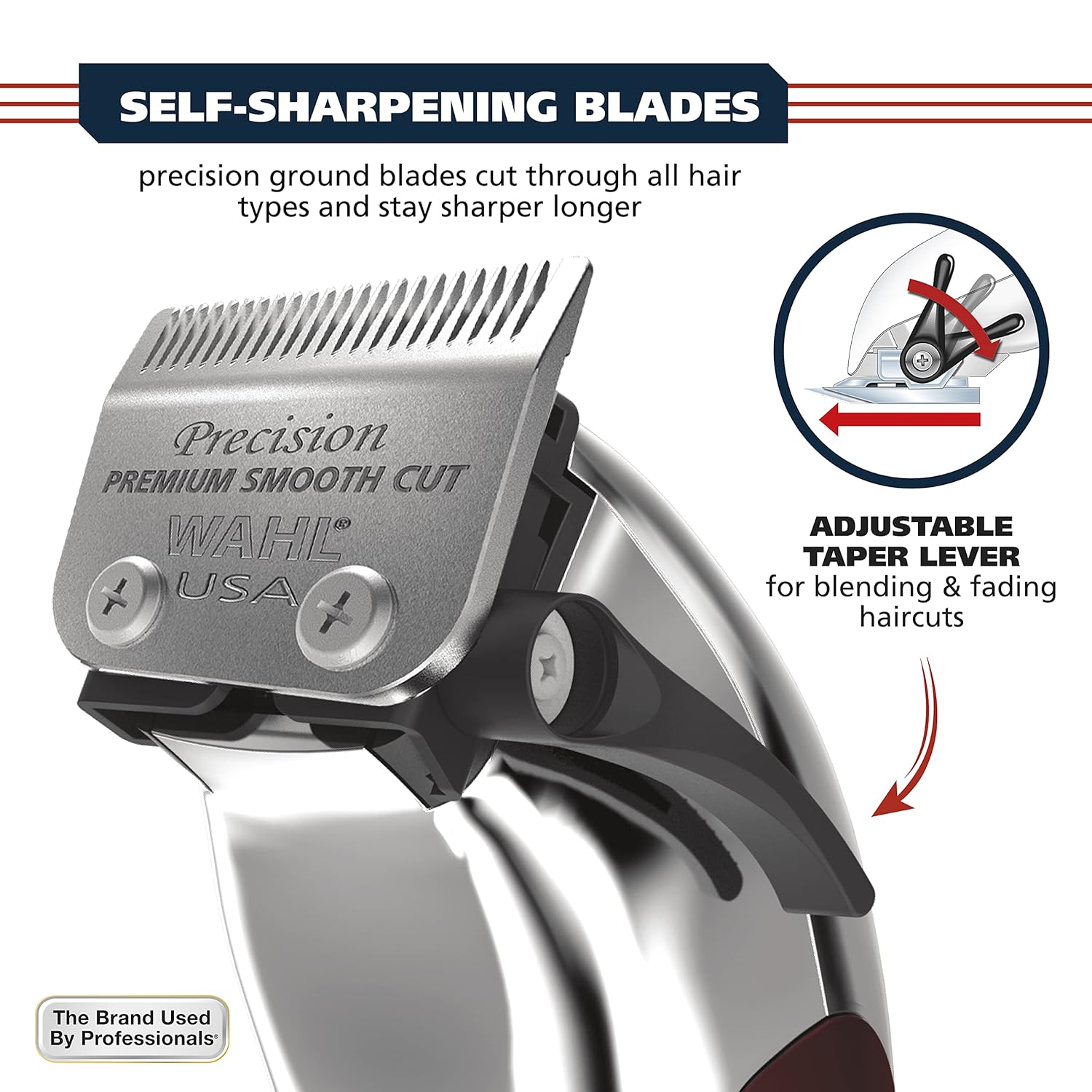 Wahl USA Pro Ultra Quiet High Torque Corded Hair Clipper for Ultra Quiet Operation and Cooler Operating Temperatures, Metal Housing with Bonus Hair Clipping Guard Caddy - Model 3000097
